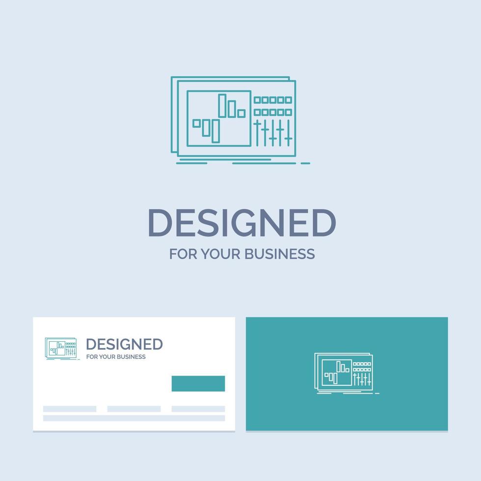 control. equalizer. equalization. sound. studio Business Logo Line Icon Symbol for your business. Turquoise Business Cards with Brand logo template vector