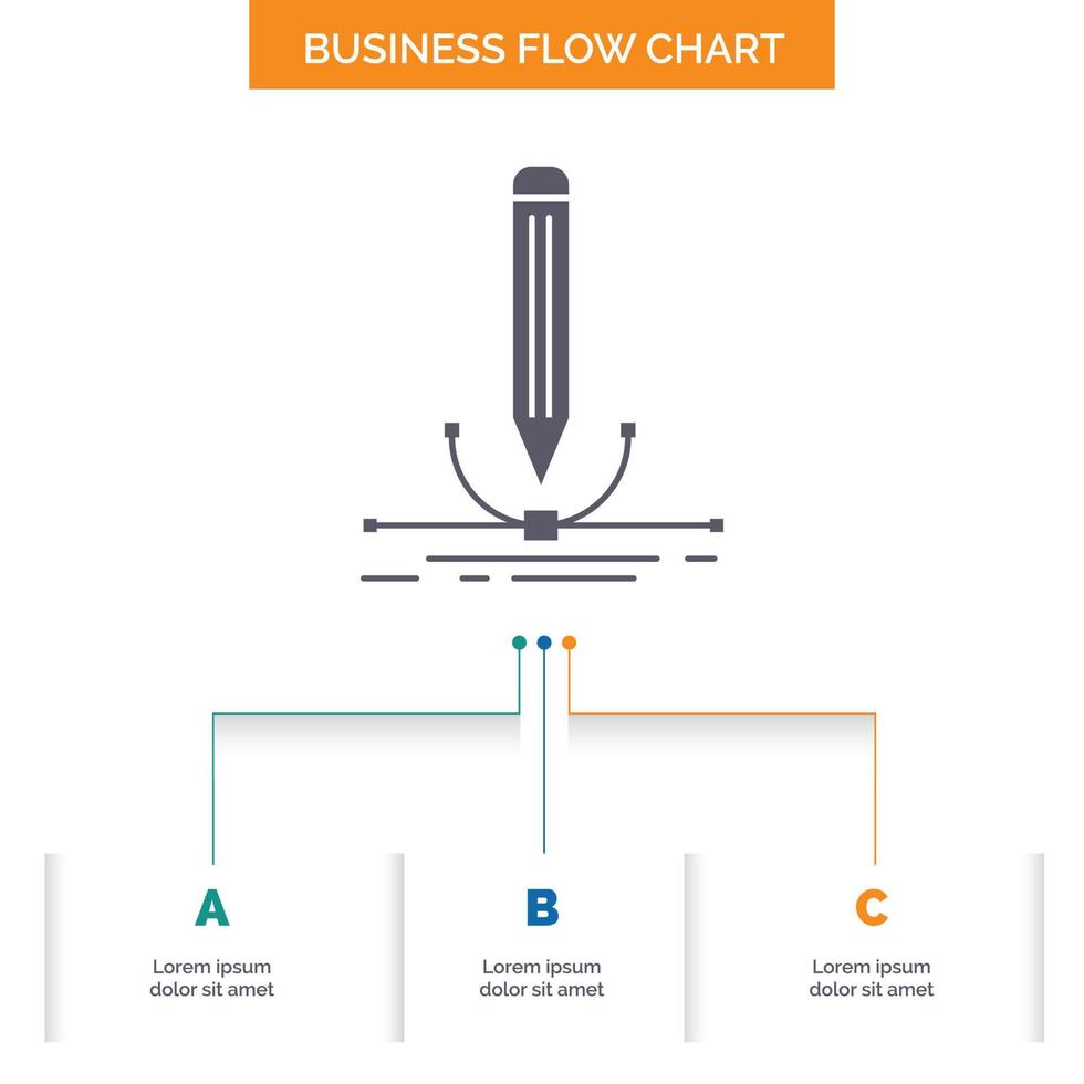 illustration. design. pen. graphic. draw Business Flow Chart Design with 3 Steps. Glyph Icon For Presentation Background Template Place for text. vector