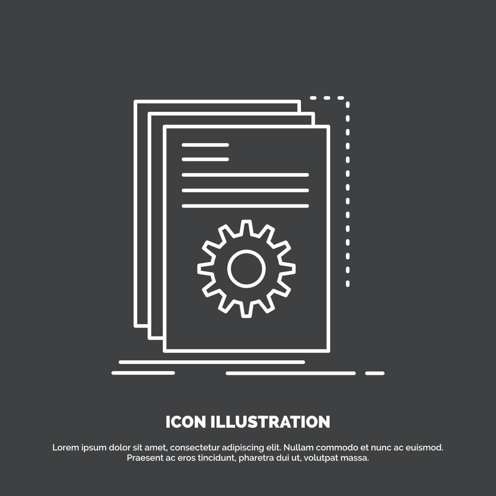 aplicación construir. desarrollador. programa. icono de guión. símbolo de vector de línea para ui y ux. sitio web o aplicación móvil