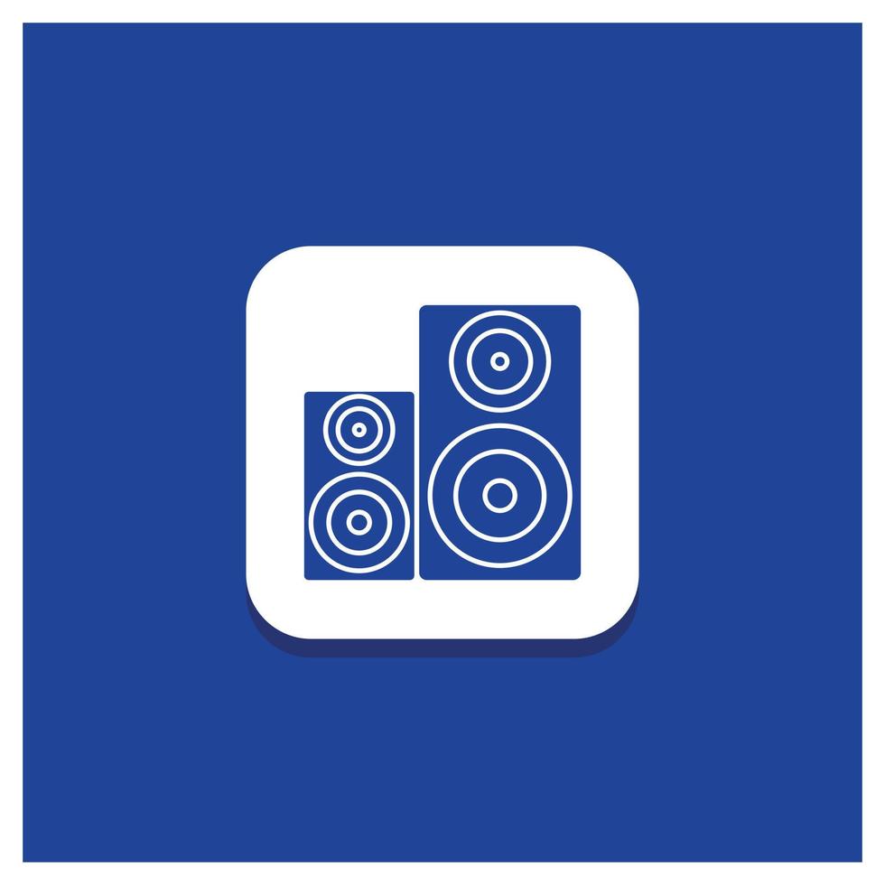 Blue Round Button for Audio. hifi. monitor. speaker. studio Glyph icon vector