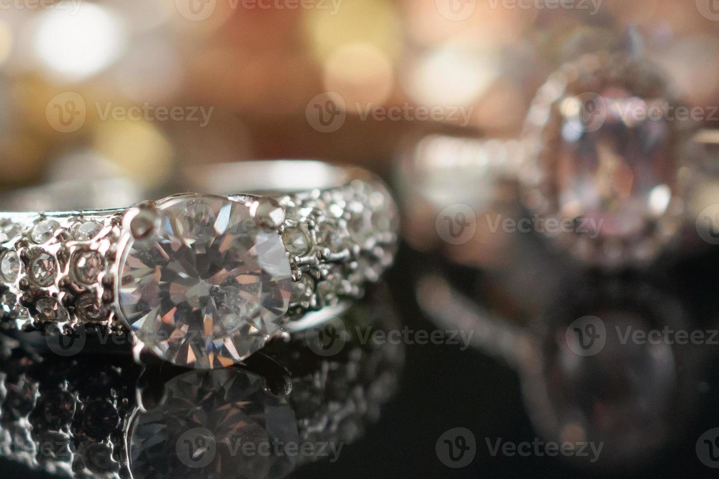 Beautiful diamond rings jewelry background photo