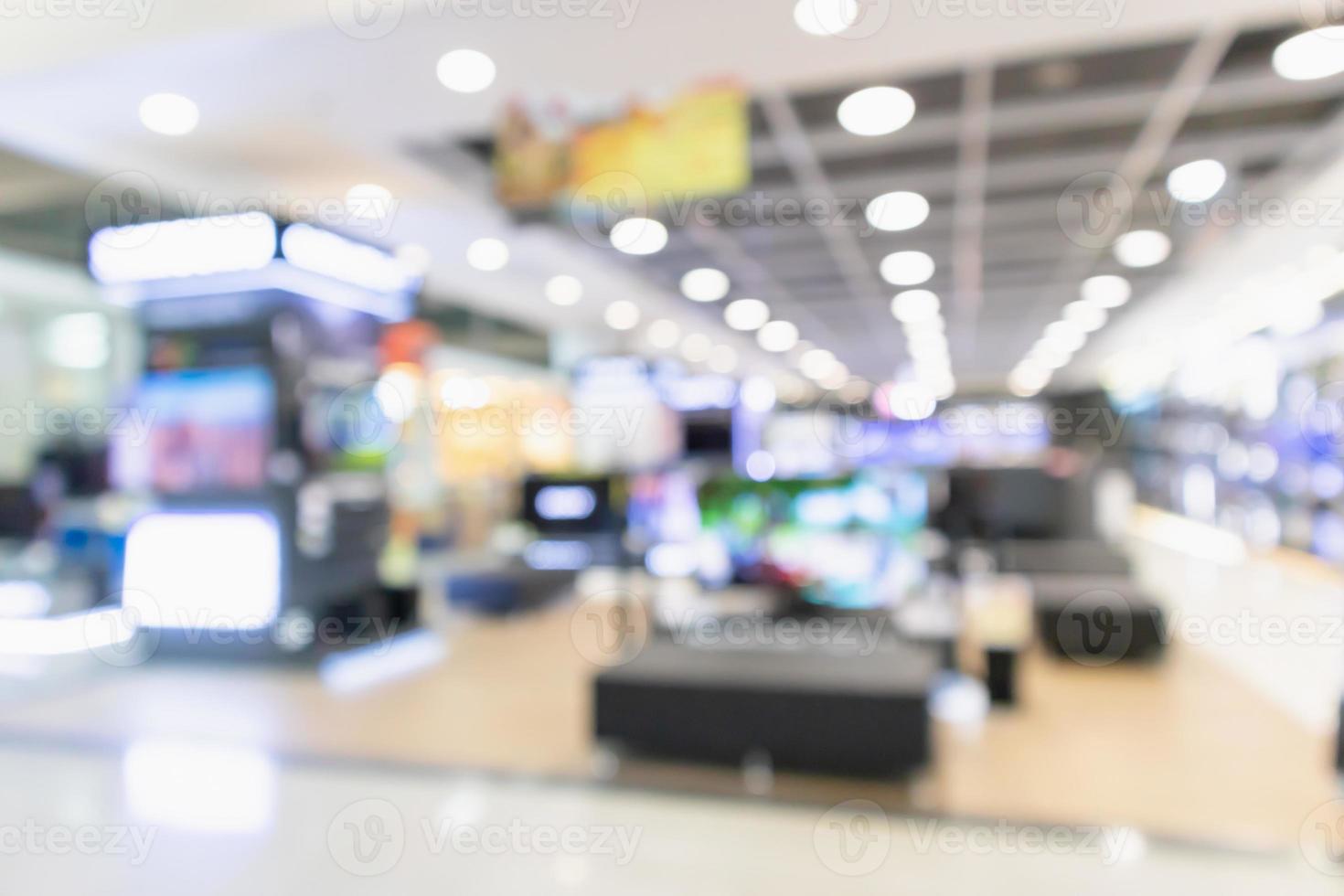 eletronic department store show Television TV and home appliance with bokeh light blurred background photo