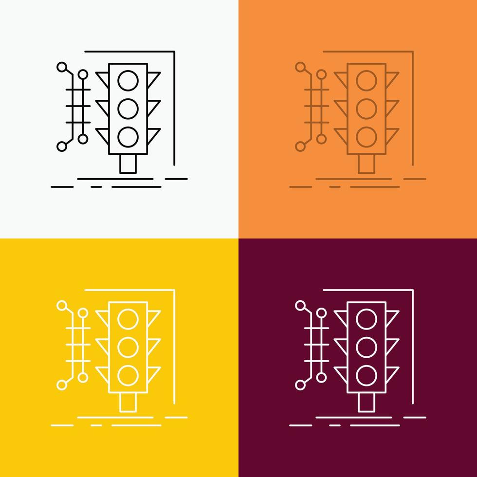 City. management. monitoring. smart. traffic Icon Over Various Background. Line style design. designed for web and app. Eps 10 vector illustration
