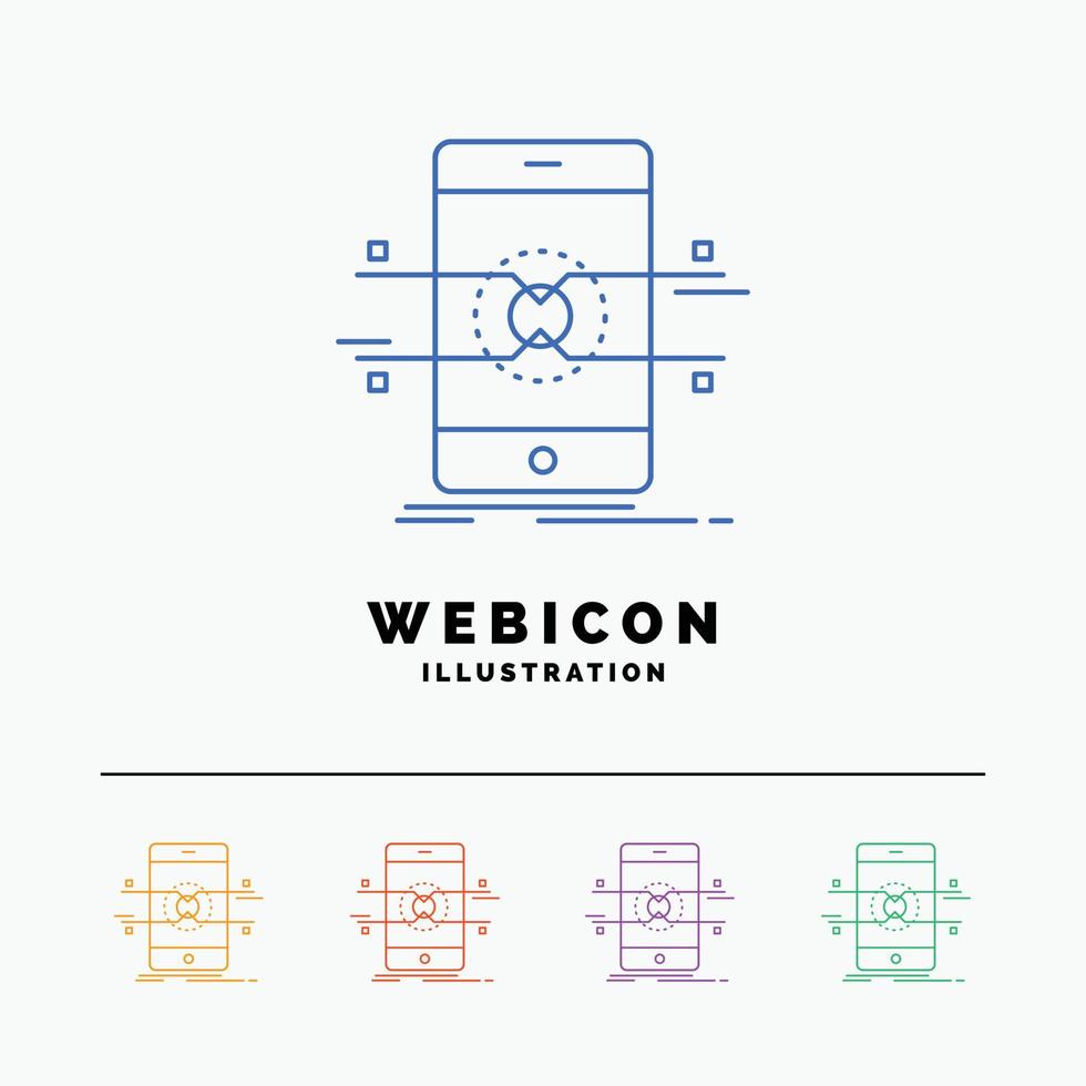 Api. interface. mobile. phone. smartphone 5 Color Line Web Icon Template isolated on white. Vector illustration