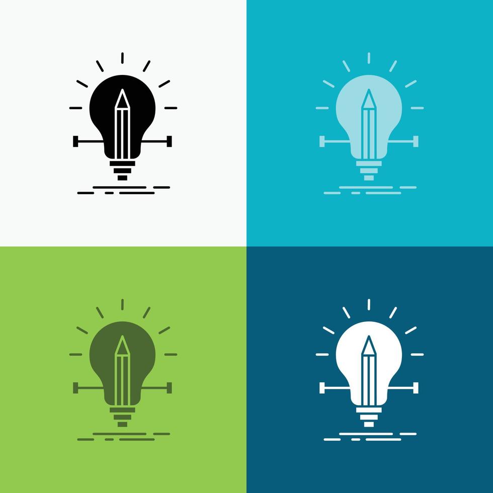 bulb. creative. solution. light. pencil Icon Over Various Background. glyph style design. designed for web and app. Eps 10 vector illustration