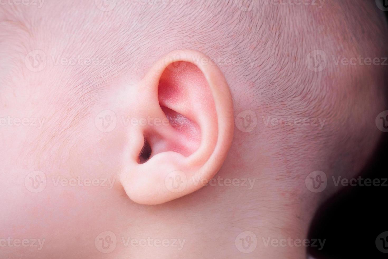 primer plano de la oreja del bebé foto