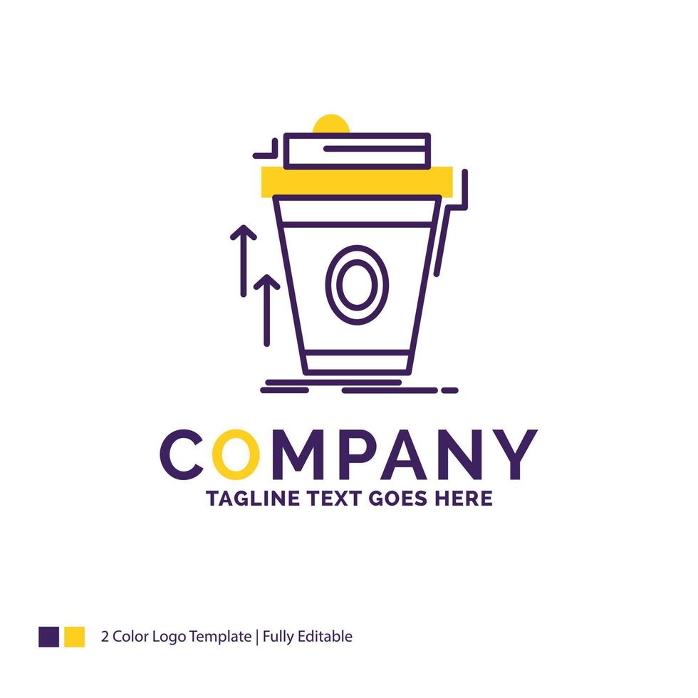 Company Name Logo Design For product. promo. coffee. cup. brand marketing. Purple and yellow Brand Name Design with place for Tagline. Creative Logo template for Small and Large Business. vector