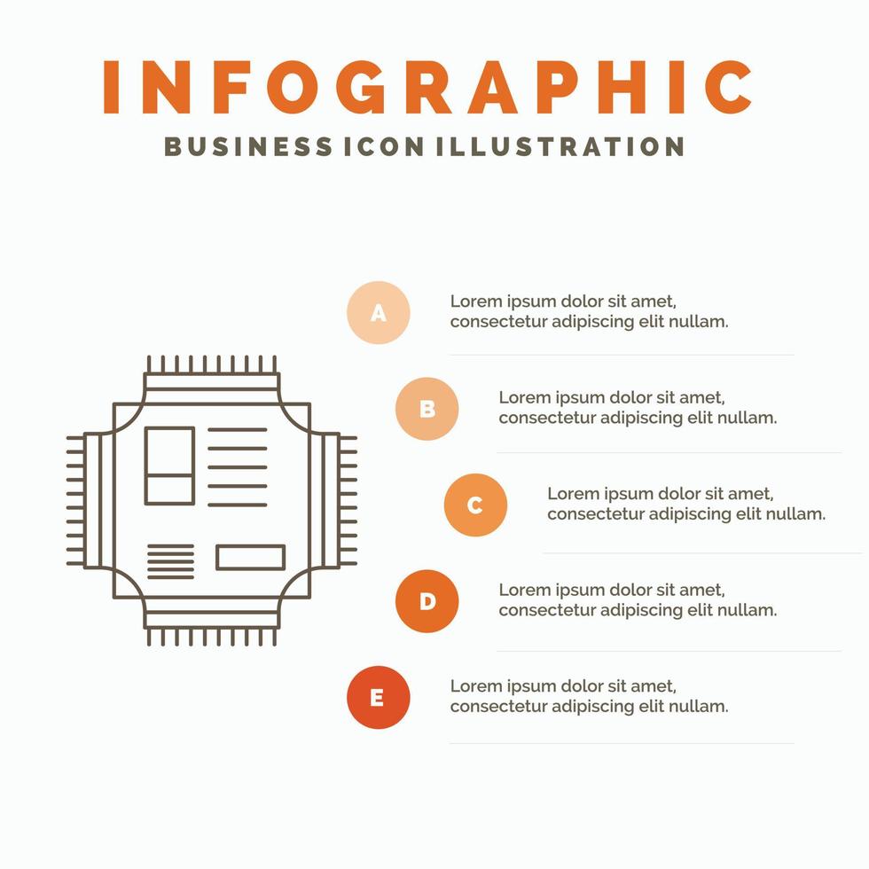 Chip. cpu. microchip. processor. technology Infographics Template for Website and Presentation. Line Gray icon with Orange infographic style vector illustration