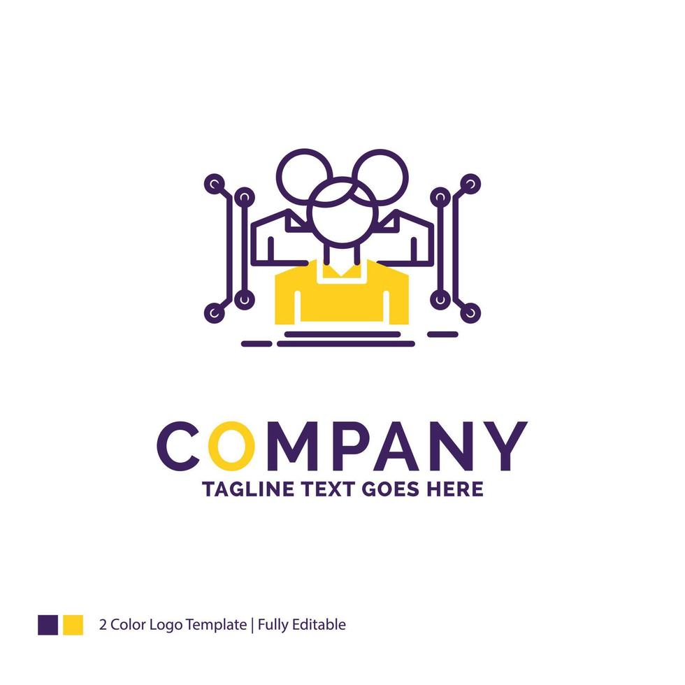 Company Name Logo Design For Anthropometry, body, data, human, public. Purple and yellow Brand Name Design with place for Tagline. vector