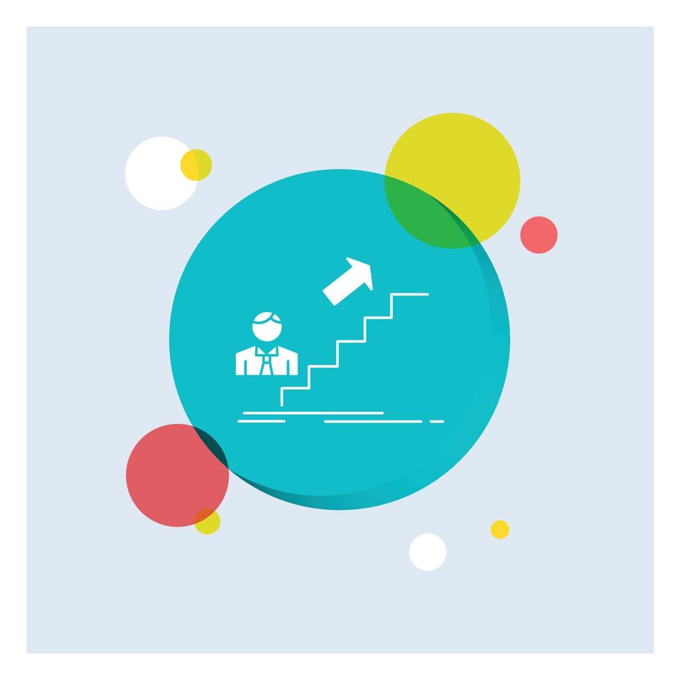 promotion. Success. development. Leader. career White Glyph Icon colorful Circle Background vector