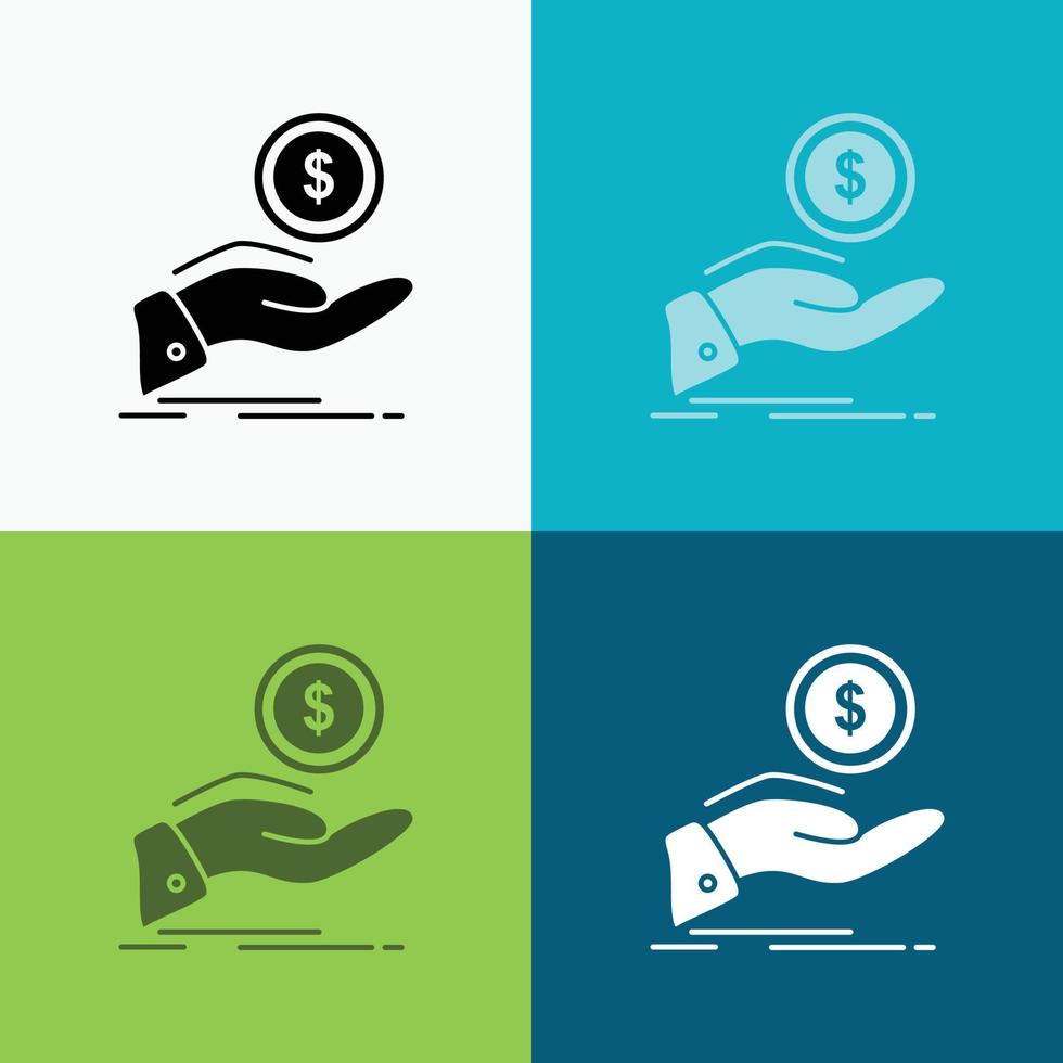help. cash out. debt. finance. loan Icon Over Various Background. glyph style design. designed for web and app. Eps 10 vector illustration