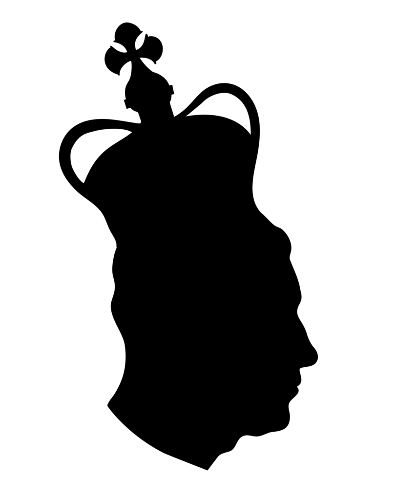 New king Charles III. Black Silhouette of British monarch in crow png