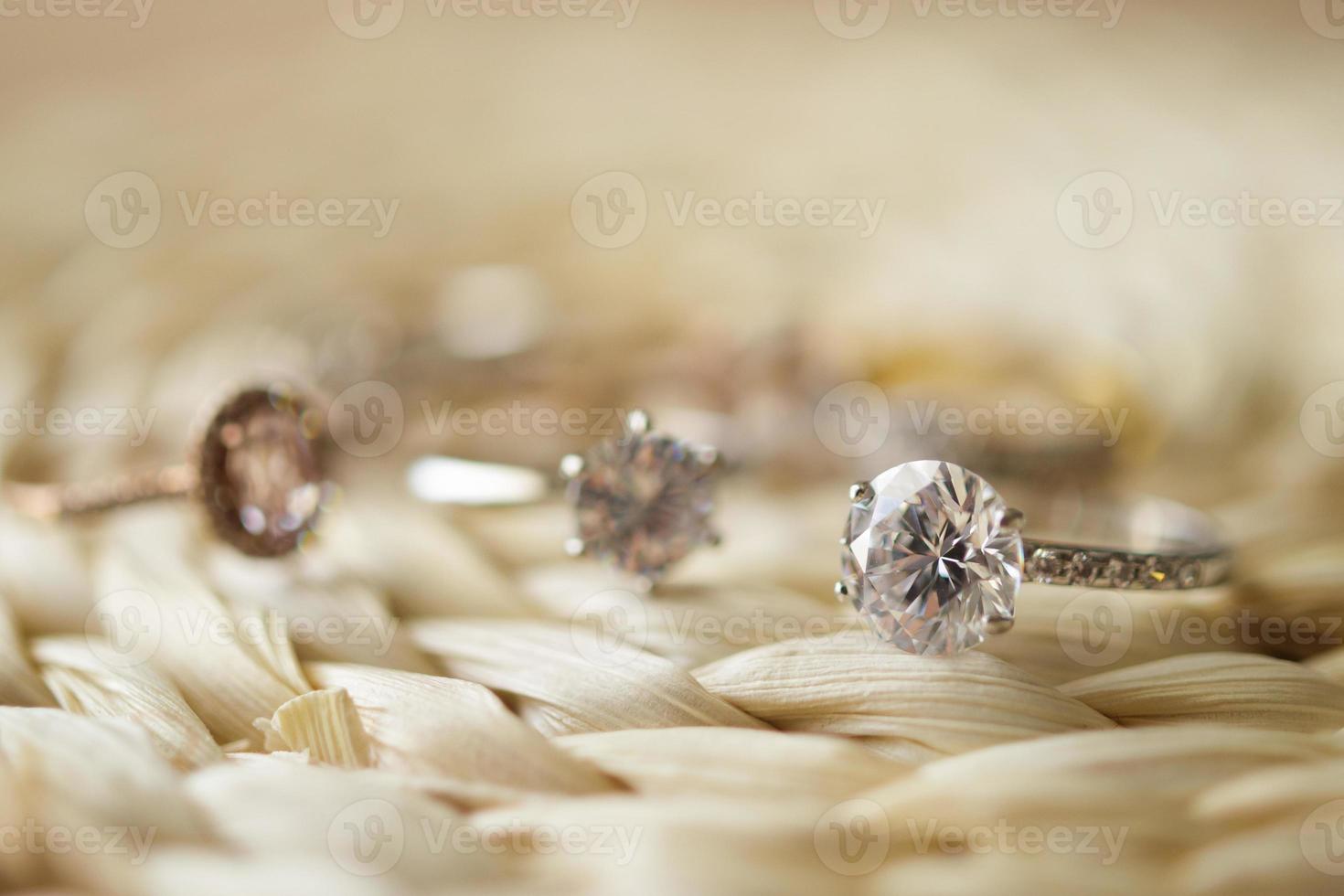 Jewelry diamond wedding rings close up photo