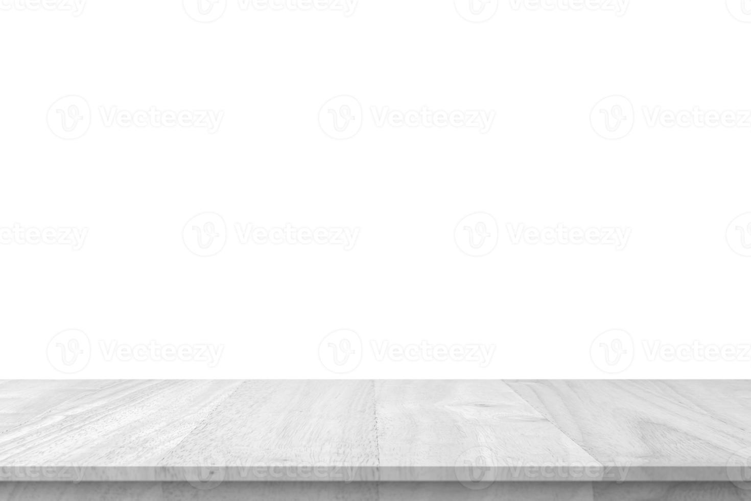 Empty white wooden table top isolated on white background photo