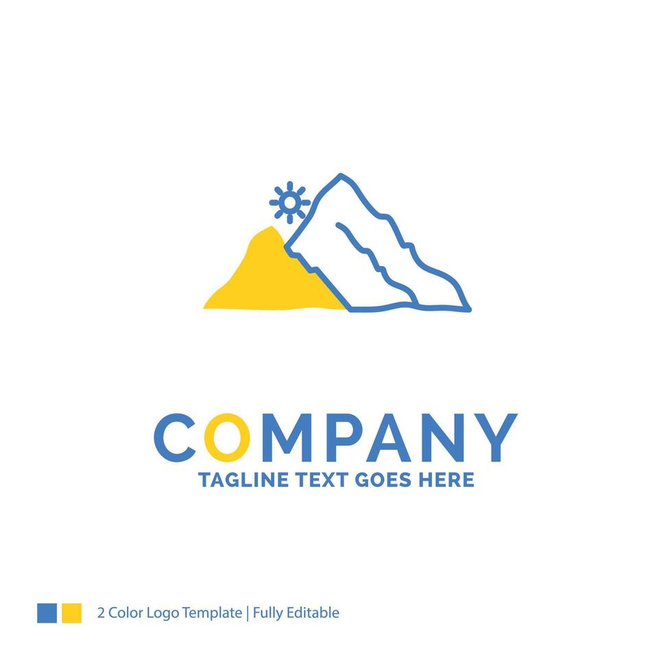 mountain. landscape. hill. nature. sun Blue Yellow Business Logo template. Creative Design Template Place for Tagline. vector