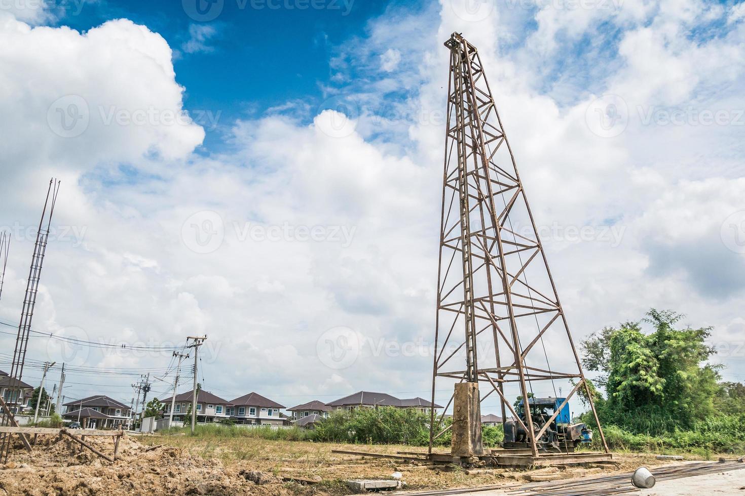 pile driver at construction site photo