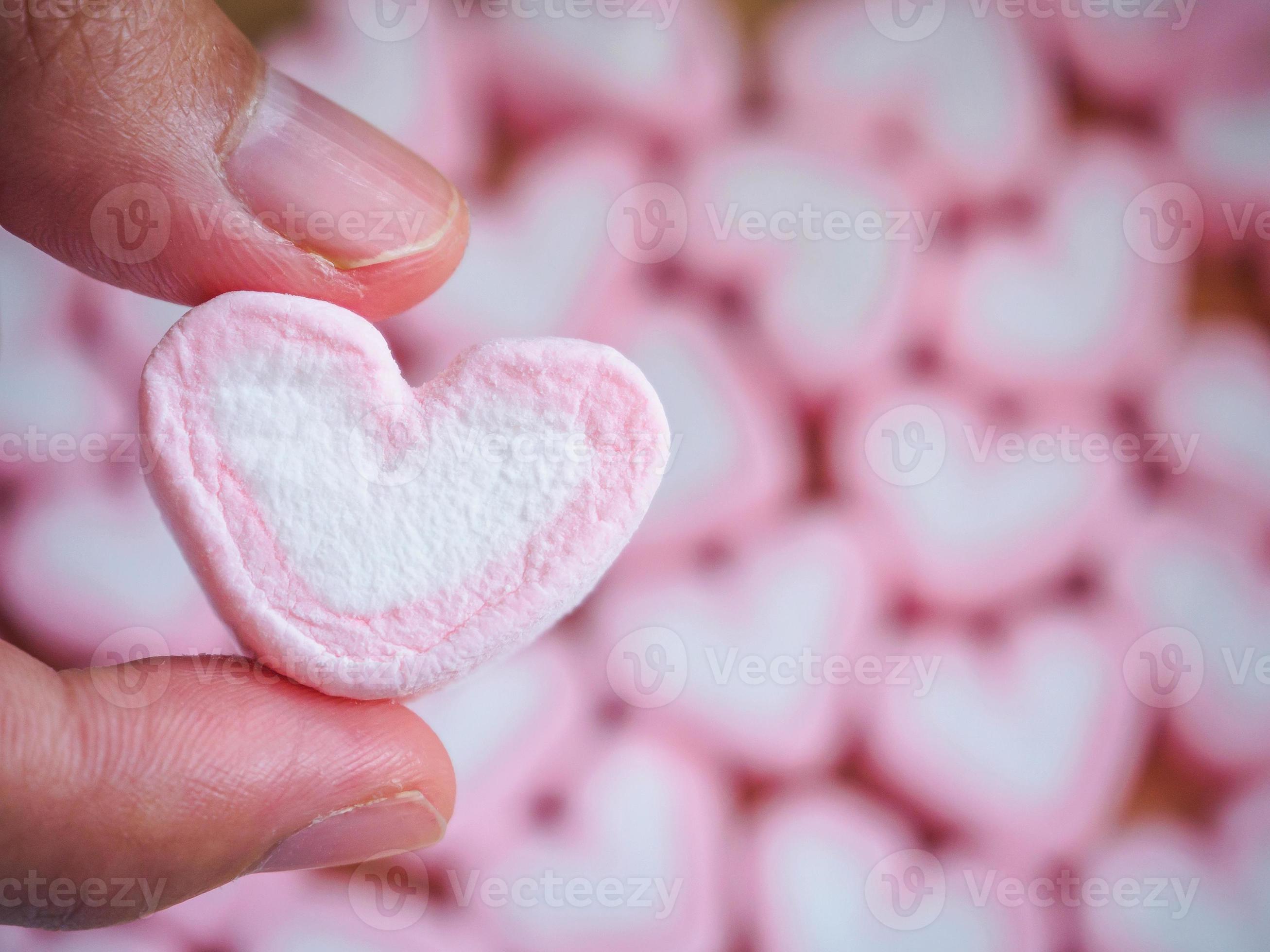 pink heart shape marshmallow for valentines background 12810914 Stock
