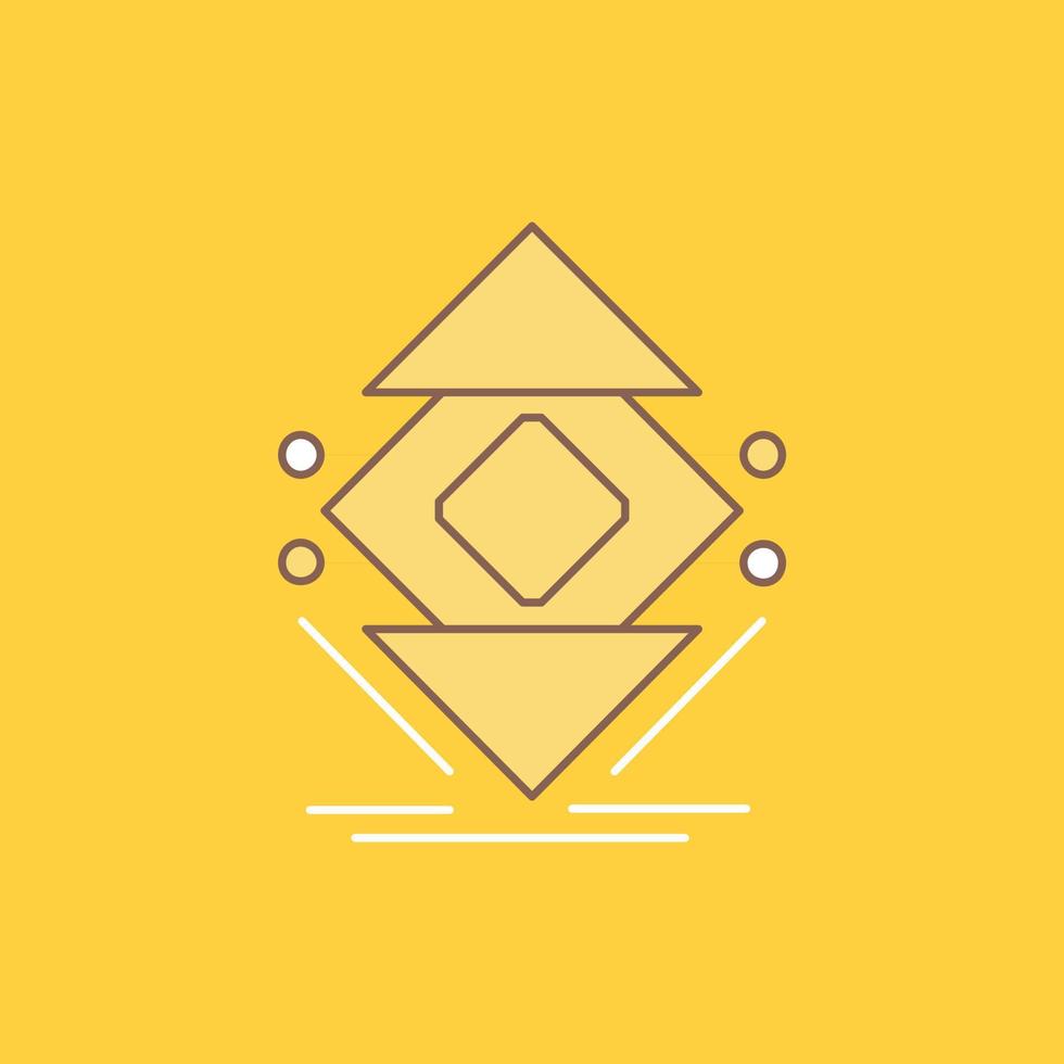 Computing. data. infrastructure. science. structure Flat Line Filled Icon. Beautiful Logo button over yellow background for UI and UX. website or mobile application vector