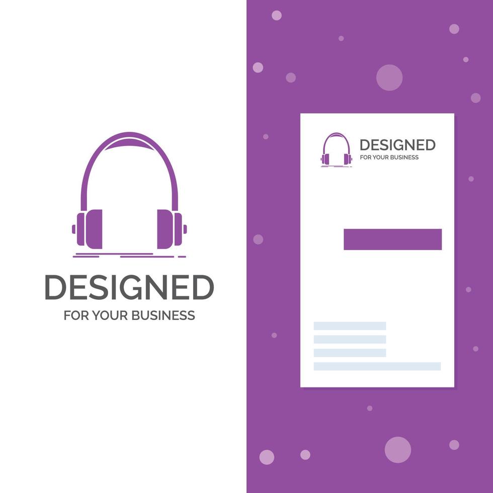 Business Logo for Audio. headphone. headphones. monitor. studio. Vertical Purple Business .Visiting Card template. Creative background vector illustration