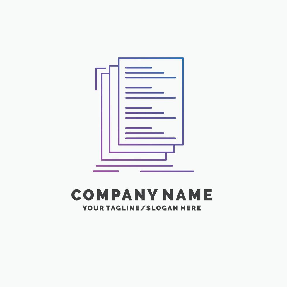 Code. coding. compile. files. list Purple Business Logo Template. Place for Tagline vector