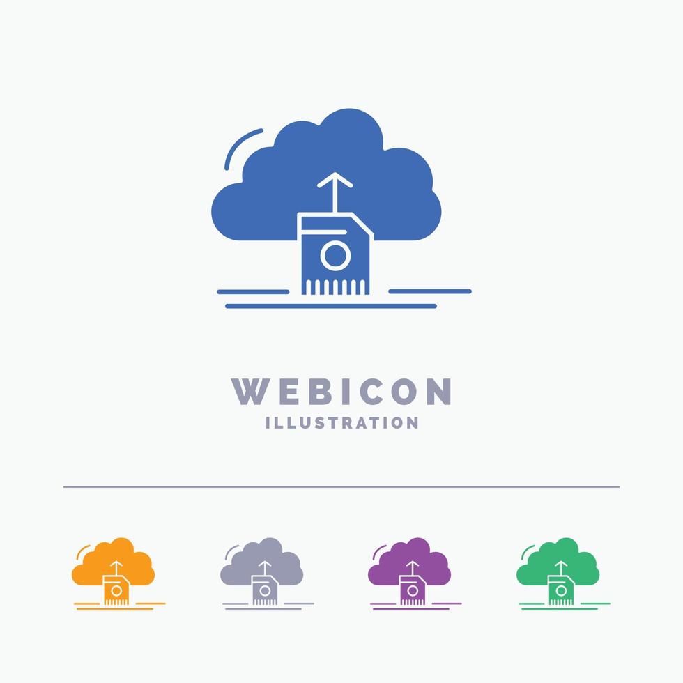 nube. subir. ahorrar. datos. informática plantilla de icono web de glifo de 5 colores aislada en blanco. ilustración vectorial vector