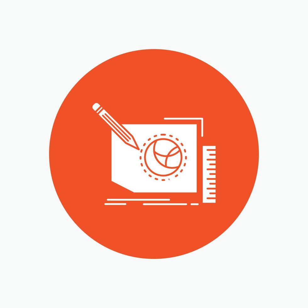 Content. design. frame. page. text White Glyph Icon in Circle. Vector Button illustration