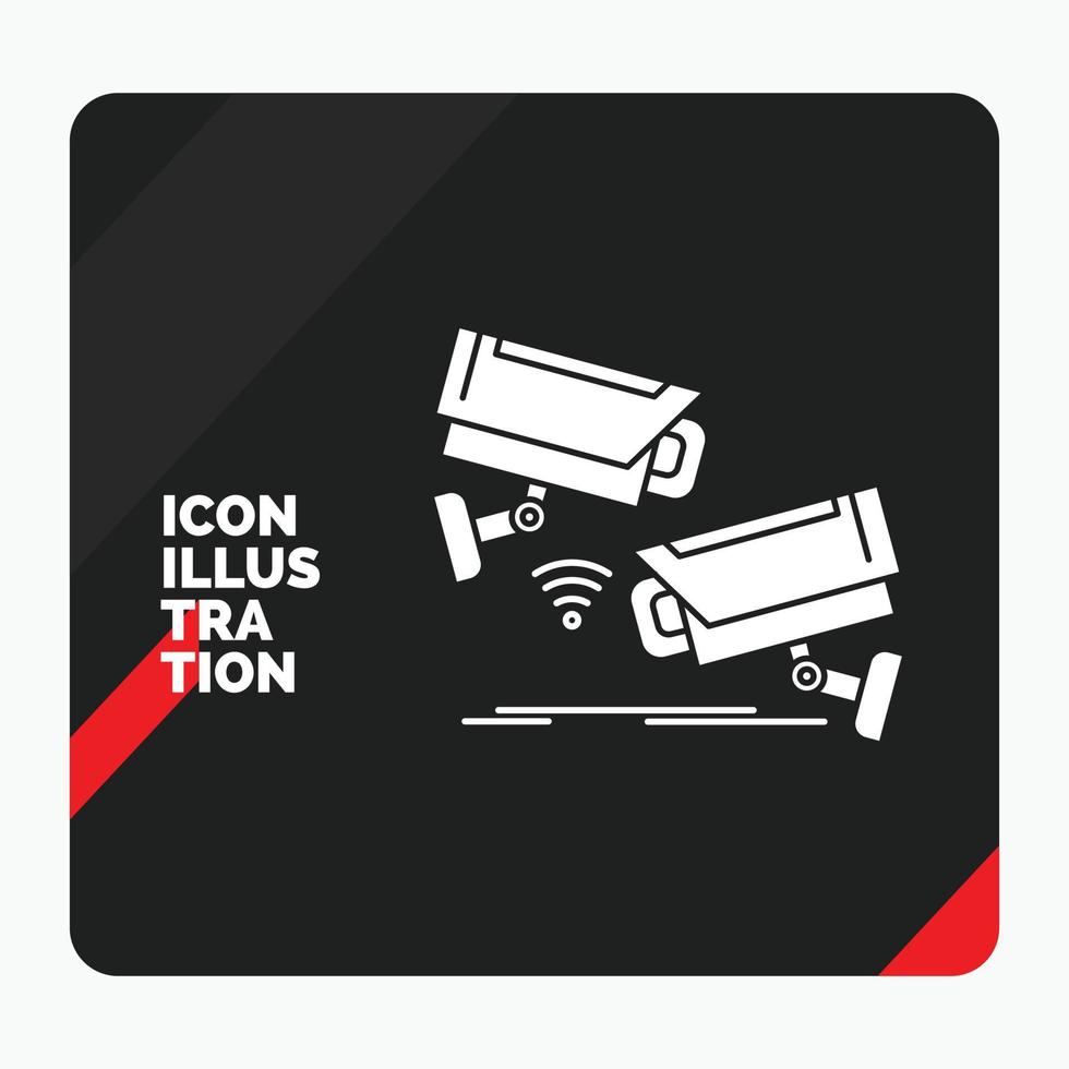 fondo de presentación creativa rojo y negro para cctv. cámara. seguridad. vigilancia. icono de glifo de tecnología vector
