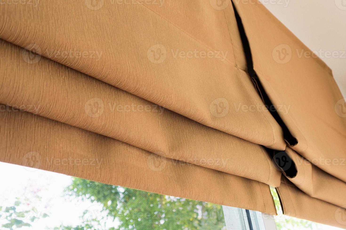 Roman blind curtain decoration in living room interior 12811211 Stock