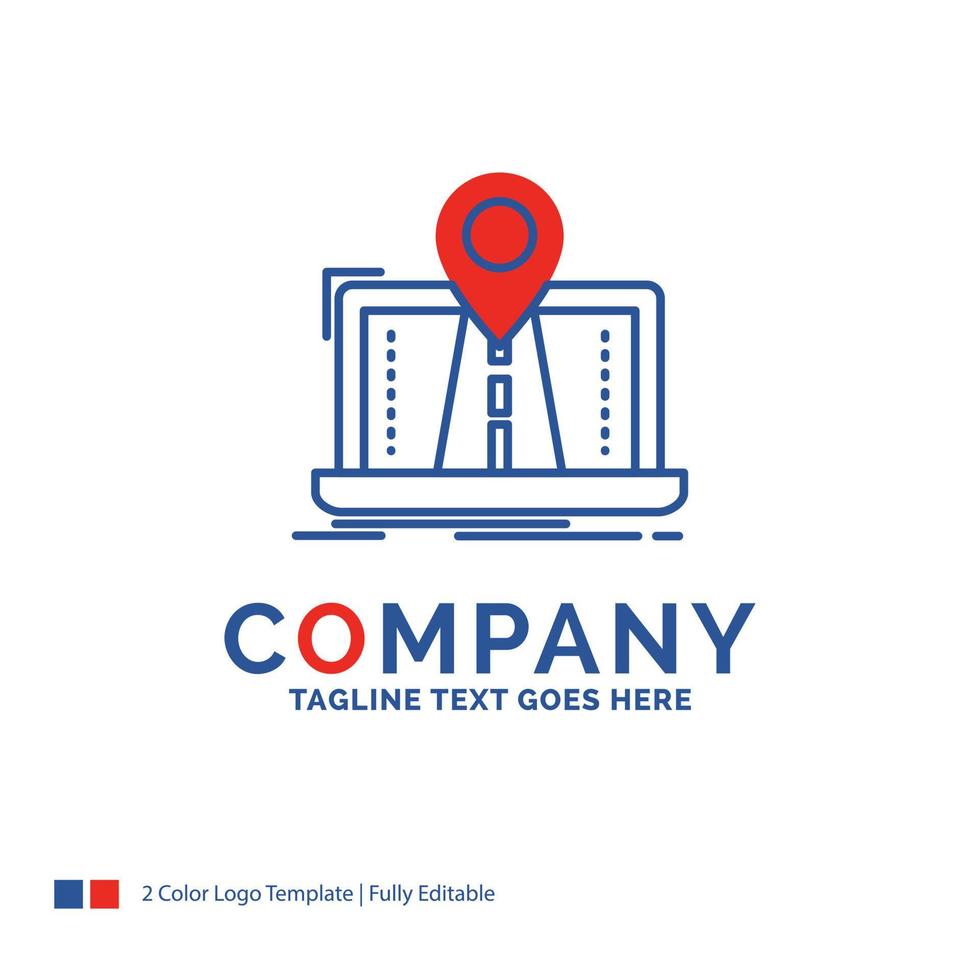Company Name Logo Design For Navigation. Map. System. GPS. Route. Blue and red Brand Name Design with place for Tagline. Abstract Creative Logo template for Small and Large Business. vector
