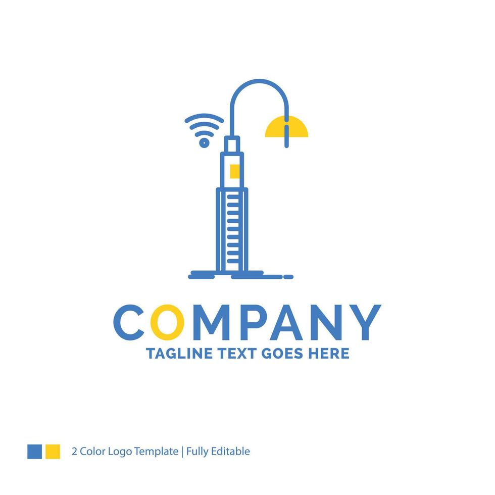 lights. street. wifi. smart. technology Blue Yellow Business Logo template. Creative Design Template Place for Tagline. vector