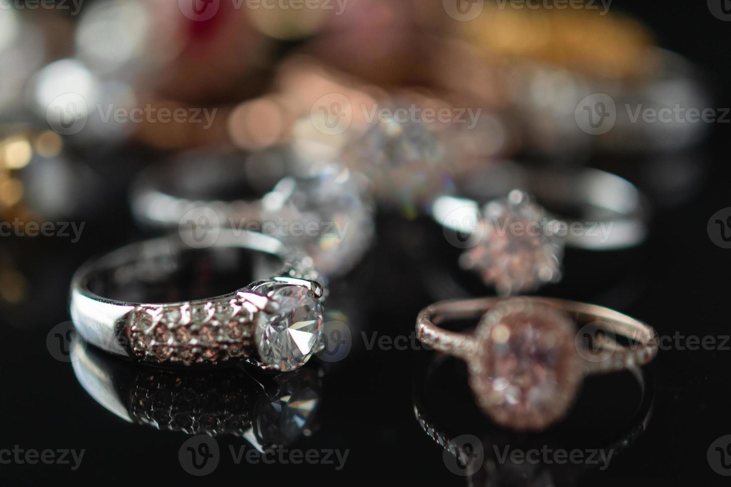 Beautiful diamond rings jewelry background photo