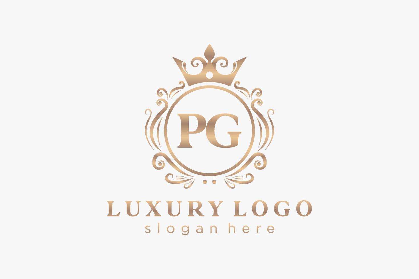 Initial PG Letter Royal Luxury Logo template in vector art for Restaurant, Royalty, Boutique, Cafe, Hotel, Heraldic, Jewelry, Fashion and other vector illustration.