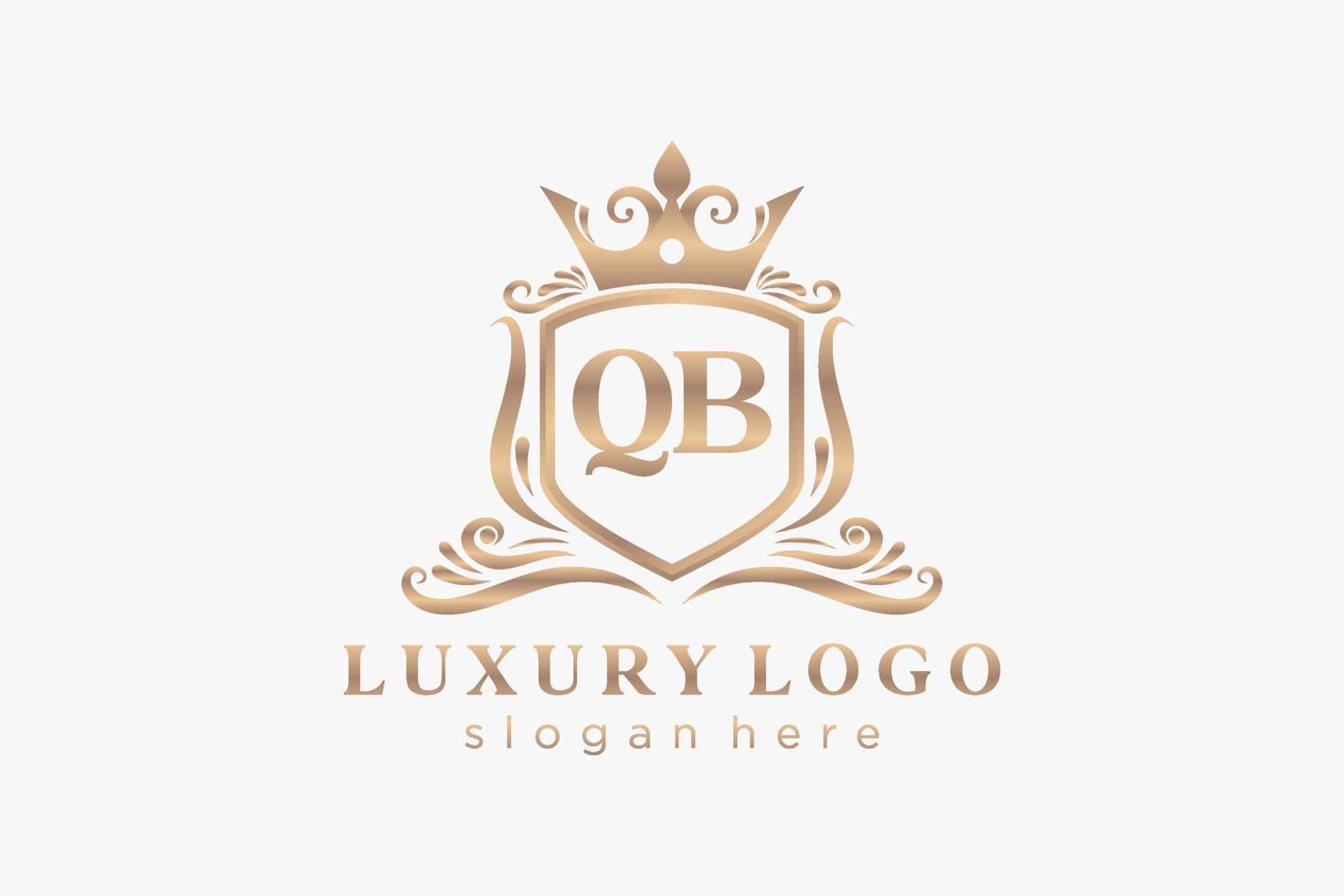 Initial QB Letter Royal Luxury Logo template in vector art for Restaurant, Royalty, Boutique, Cafe, Hotel, Heraldic, Jewelry, Fashion and other vector illustration.