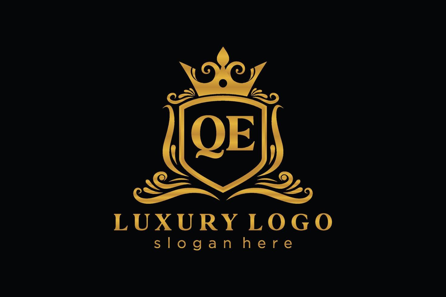 Initial QE Letter Royal Luxury Logo template in vector art for Restaurant, Royalty, Boutique, Cafe, Hotel, Heraldic, Jewelry, Fashion and other vector illustration.