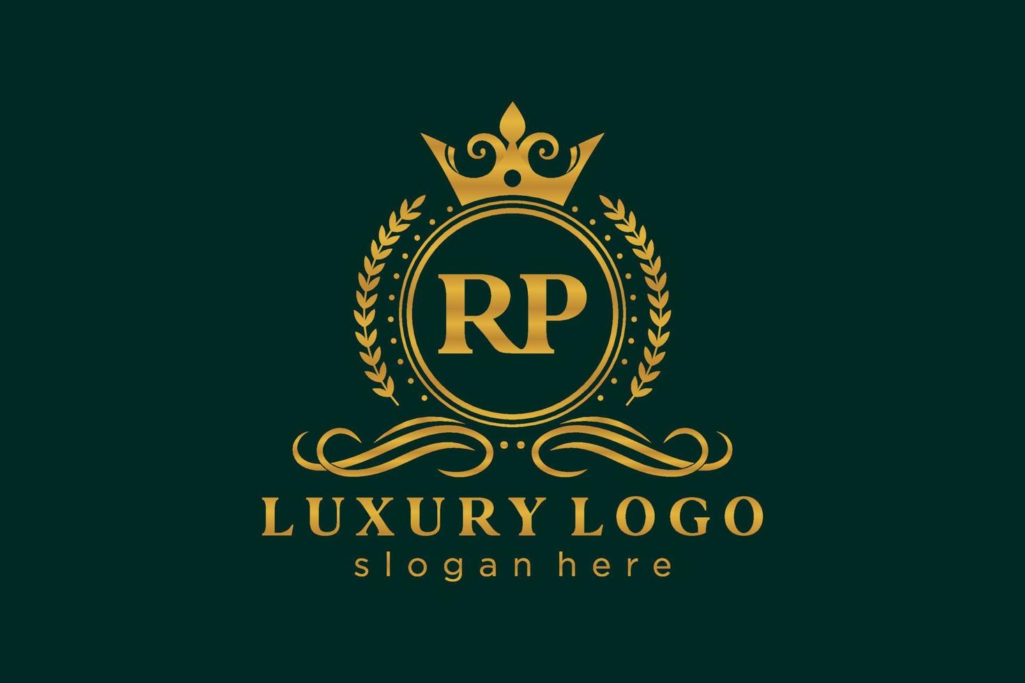 Initial RP Letter Royal Luxury Logo template in vector art for Restaurant, Royalty, Boutique, Cafe, Hotel, Heraldic, Jewelry, Fashion and other vector illustration.