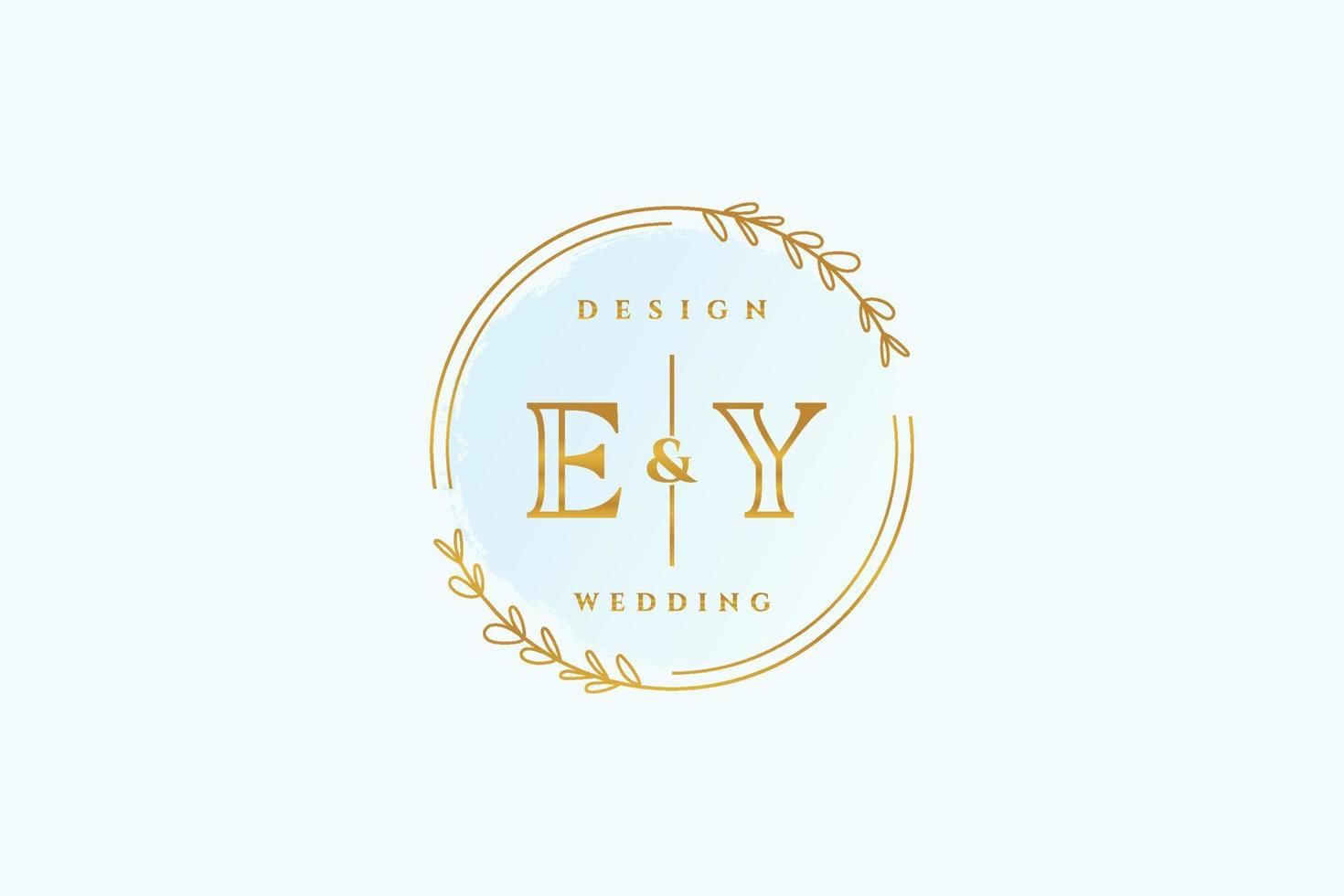 Initial EY beauty monogram and elegant logo design handwriting logo of initial signature, wedding, fashion, floral and botanical with creative template. vector