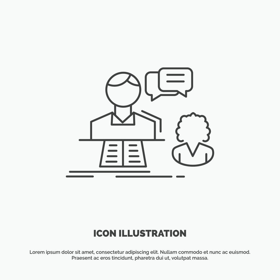 consultation, chat, answer, contact, support Icon. Line vector gray symbol for UI and UX, website or mobile application