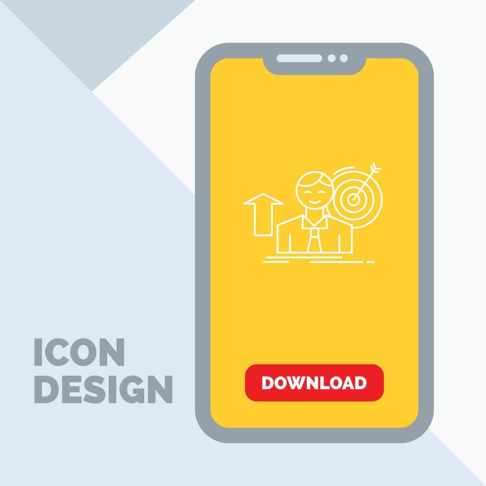 success. user. target. achieve. Growth Line Icon in Mobile for Download Page vector