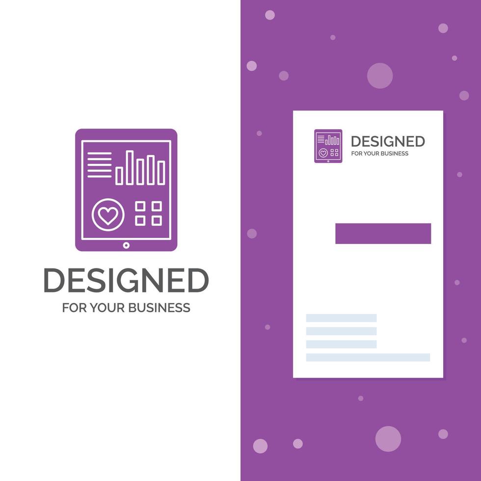 Business Logo for monitoring. health. heart. pulse. Patient Report. Vertical Purple Business .Visiting Card template. Creative background vector illustration