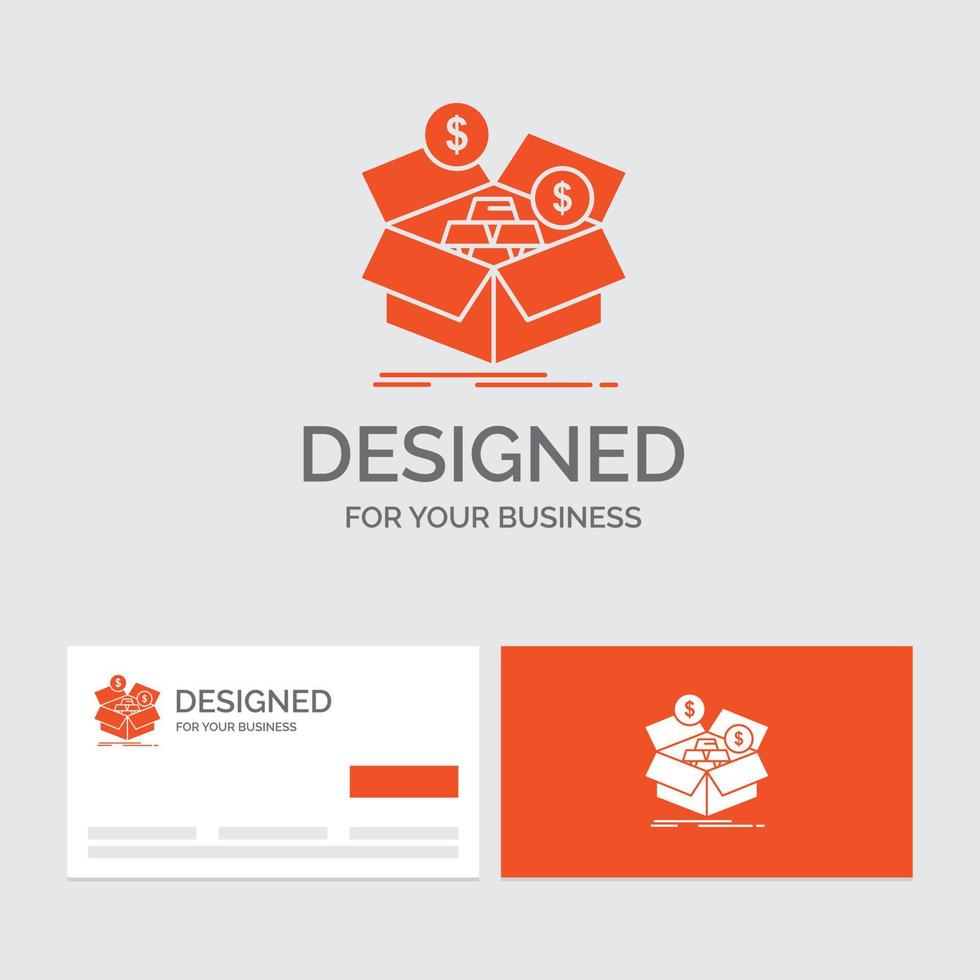Business logo template for savings. box. budget. money. growth. Orange Visiting Cards with Brand logo template. vector