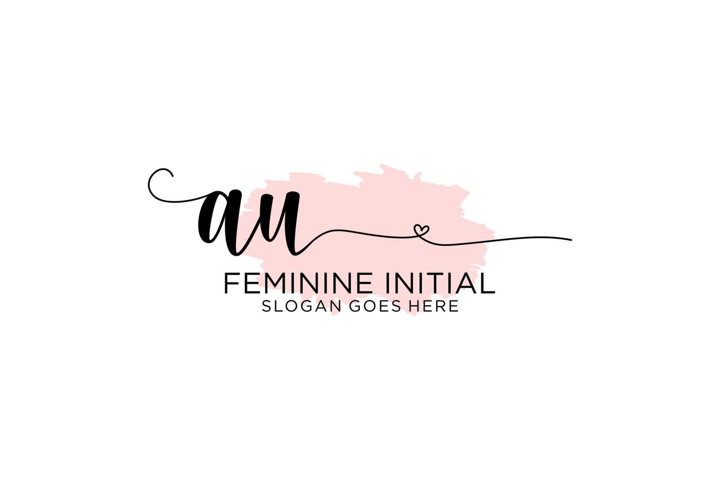 Initial AU beauty monogram and elegant logo design handwriting logo of initial signature, wedding, fashion, floral and botanical with creative template. vector