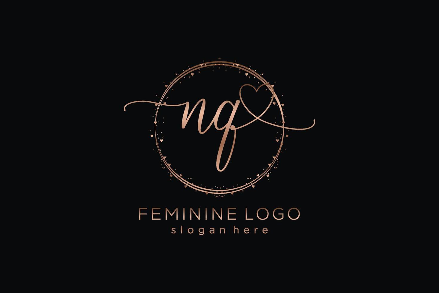 Initial NQ handwriting logo with circle template vector logo of initial wedding, fashion, floral and botanical with creative template.