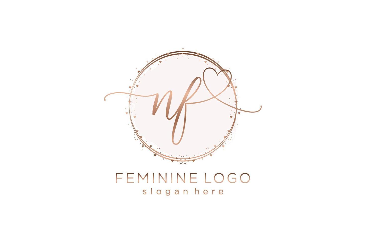 Initial NF handwriting logo with circle template vector logo of initial wedding, fashion, floral and botanical with creative template.