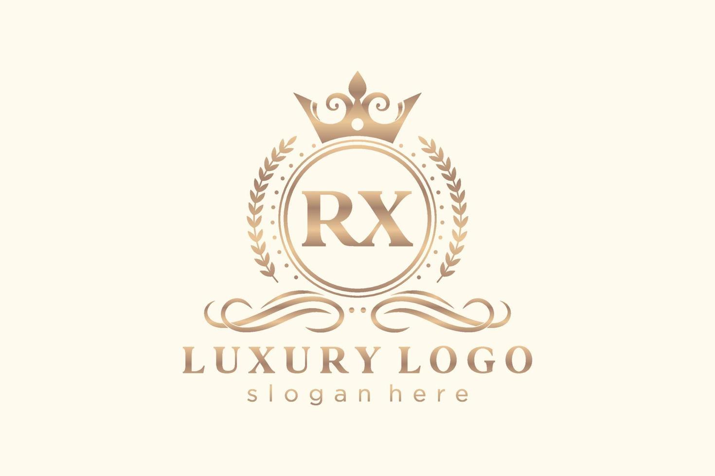 Initial RX Letter Royal Luxury Logo template in vector art for Restaurant, Royalty, Boutique, Cafe, Hotel, Heraldic, Jewelry, Fashion and other vector illustration.