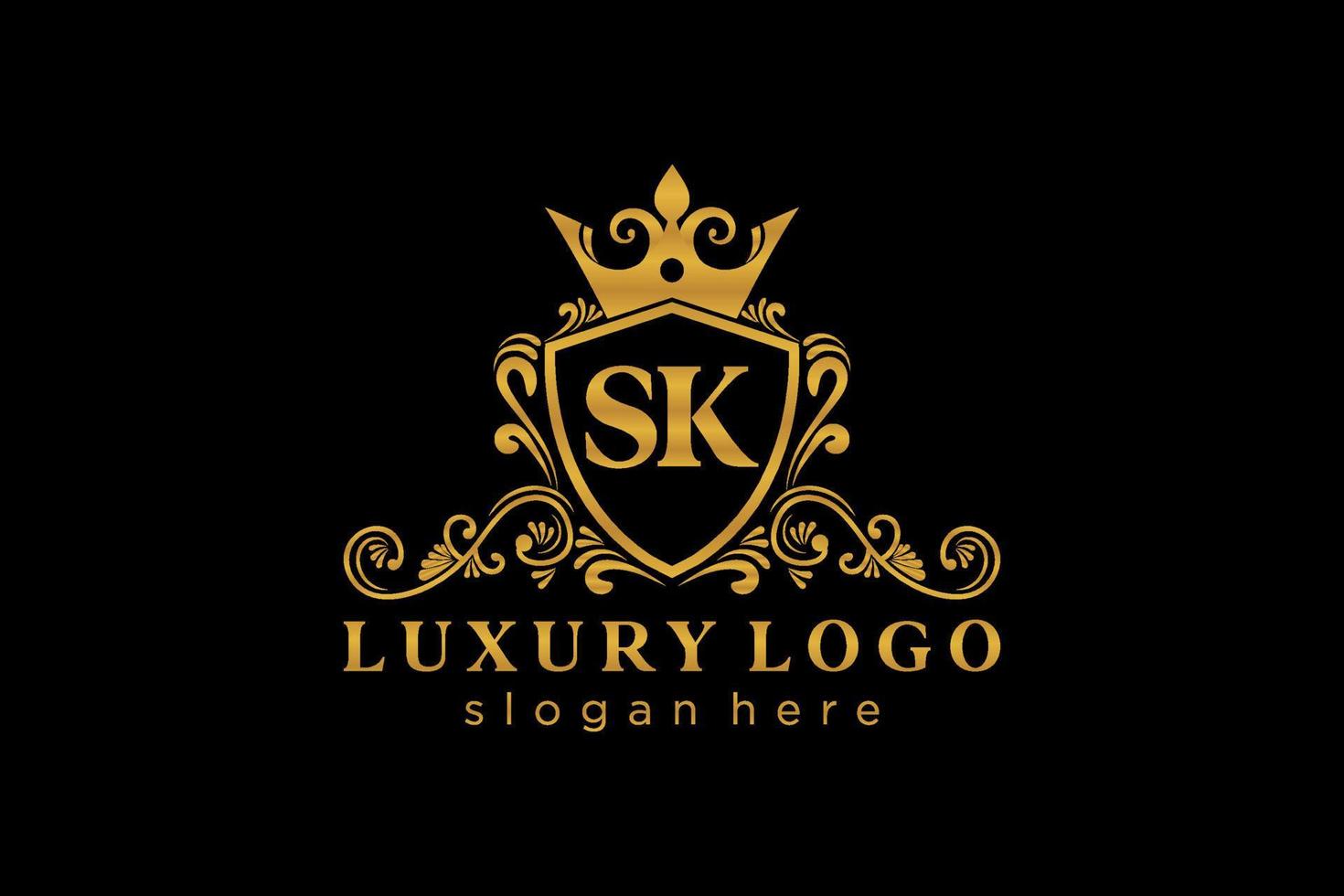 plantilla de logotipo de lujo real de letra sk inicial en arte vectorial para restaurante, realeza, boutique, cafetería, hotel, heráldica, joyería, moda y otras ilustraciones vectoriales. vector