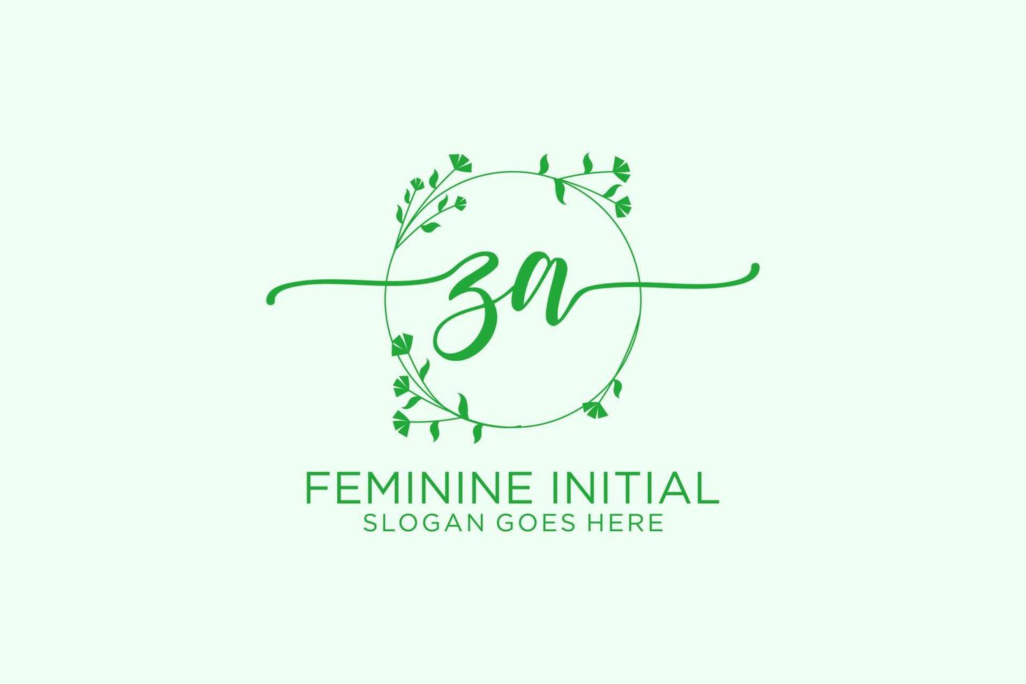 Initial ZA beauty monogram and elegant logo design handwriting logo of initial signature, wedding, fashion, floral and botanical with creative template. vector