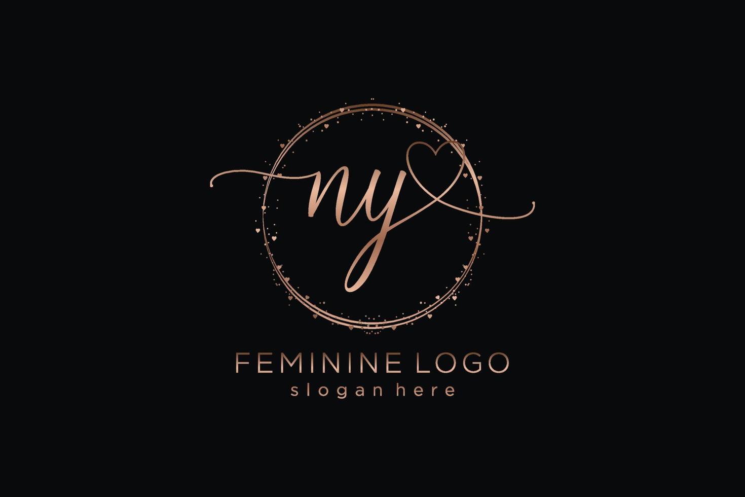 Initial NY handwriting logo with circle template vector logo of initial wedding, fashion, floral and botanical with creative template.