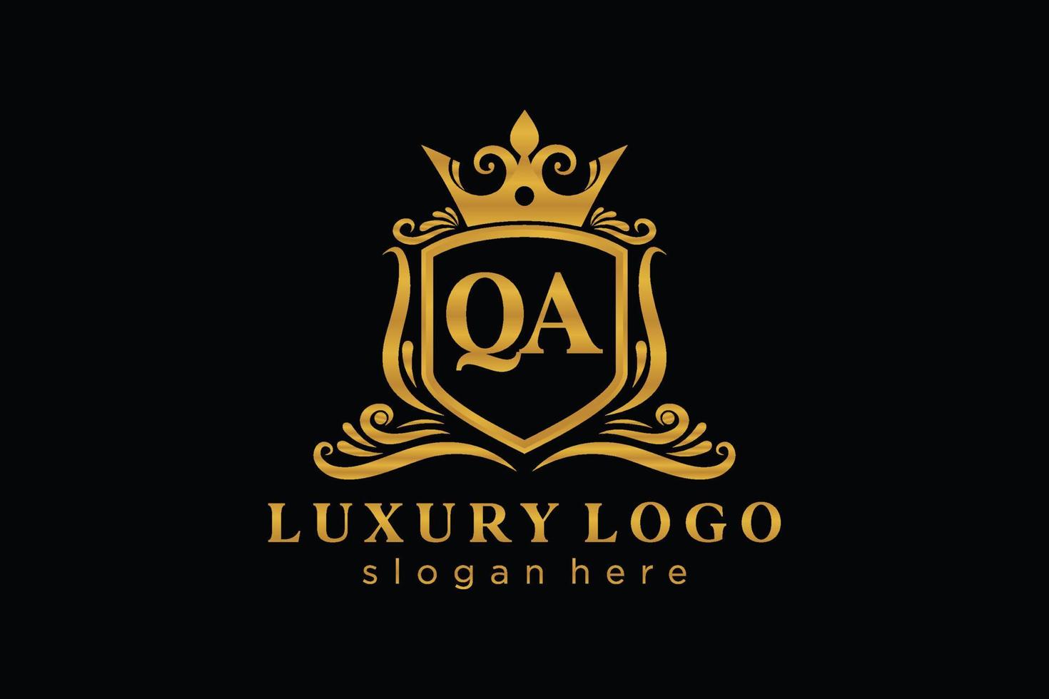 Initial QA Letter Royal Luxury Logo template in vector art for Restaurant, Royalty, Boutique, Cafe, Hotel, Heraldic, Jewelry, Fashion and other vector illustration.