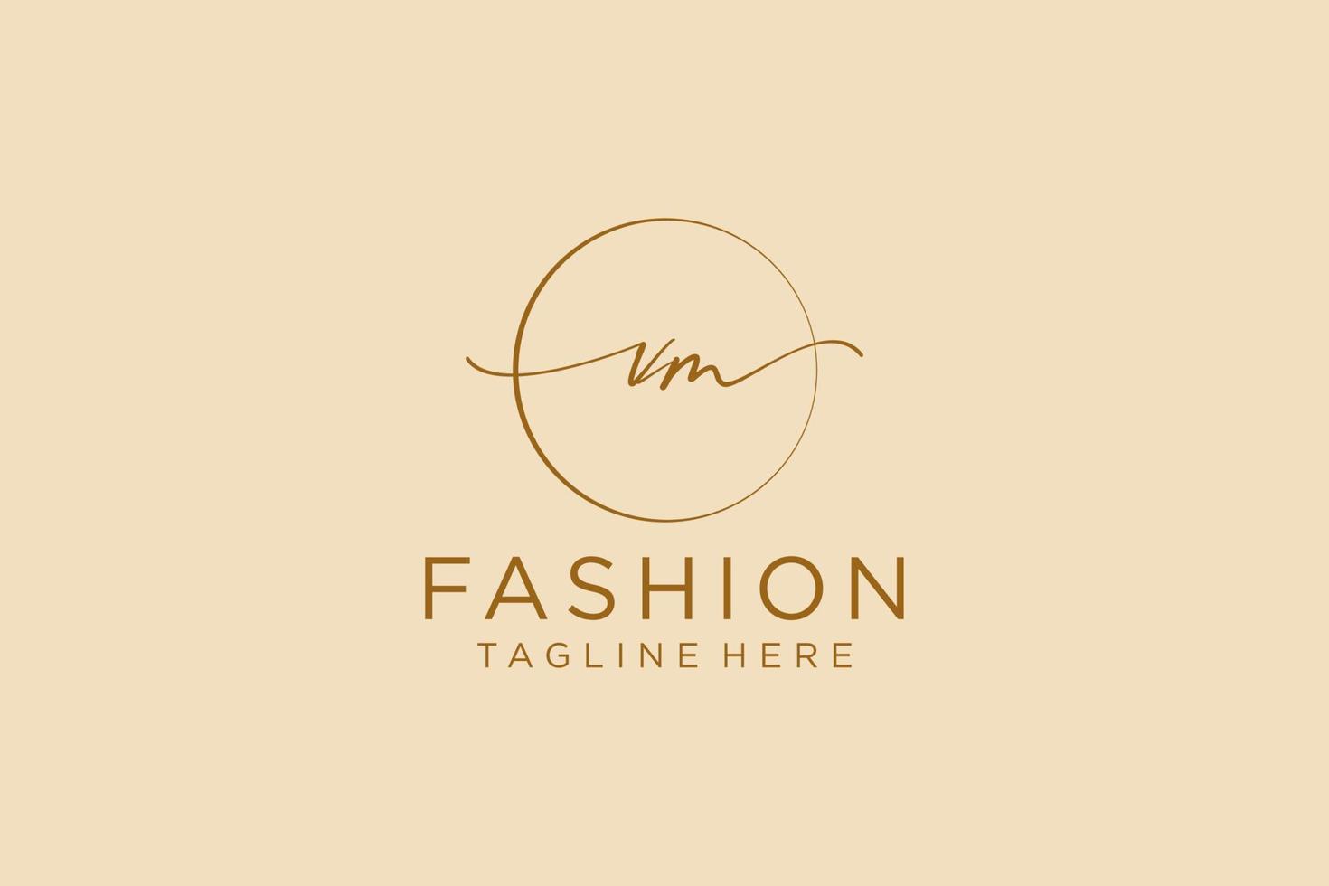 initial VM Feminine logo beauty monogram and elegant logo design, handwriting logo of initial signature, wedding, fashion, floral and botanical with creative template. vector