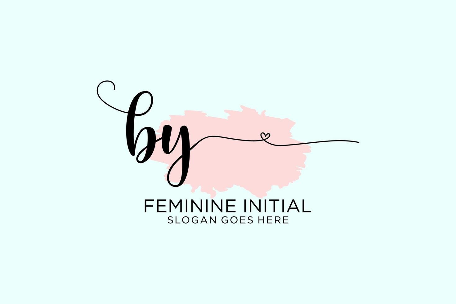 Initial BY beauty monogram and elegant logo design handwriting logo of initial signature, wedding, fashion, floral and botanical with creative template. vector